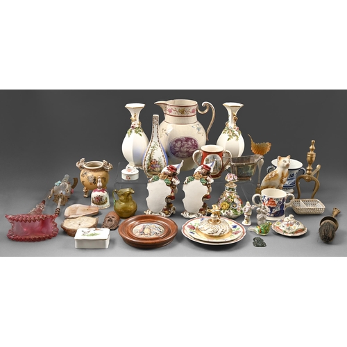 463 - Miscellaneous decorative ceramics and glass, 19th c, to include a Minton floral encrusted vase and s... 