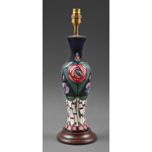 472 - A Moorcroft Mackintosh lamp, 1996, 34cm h including base but excluding fitment