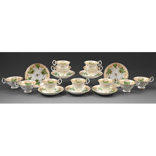 481 - A Samuel Alcock part tea and coffee service, c.1825, saucer 15.5cm diam, pattern number 9316... 