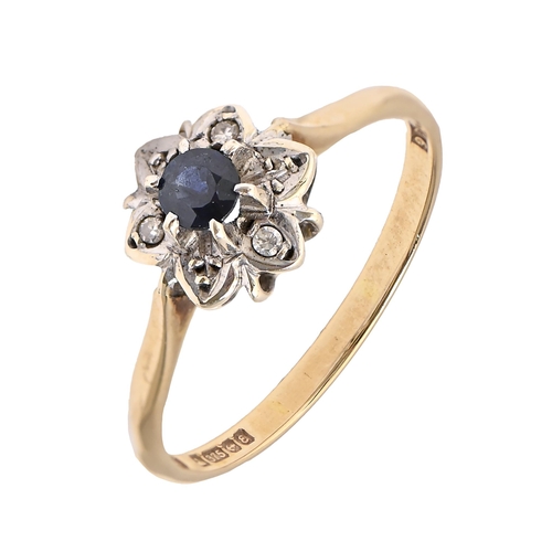 5 - A sapphire and diamond ring, in 9ct gold, Birmingham 1979, 2g, size P