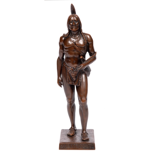 609 - A bronze sculpture of Massasoit, after the statue by C E Dallin, 20th century, bronze, early 20th ce... 