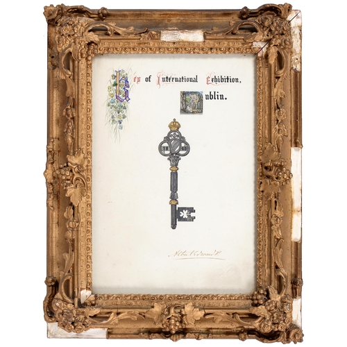 654 - Walter Graham Churcher (1859-1934) - Design for the Royal Presentation Steel and Gold Key of Chubb &... 