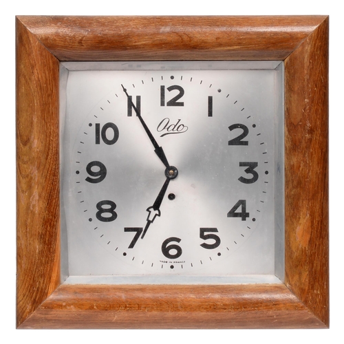 658 - An Odo square oak wall clock, c. 1940, square silvered dial, 35cm x 35cm