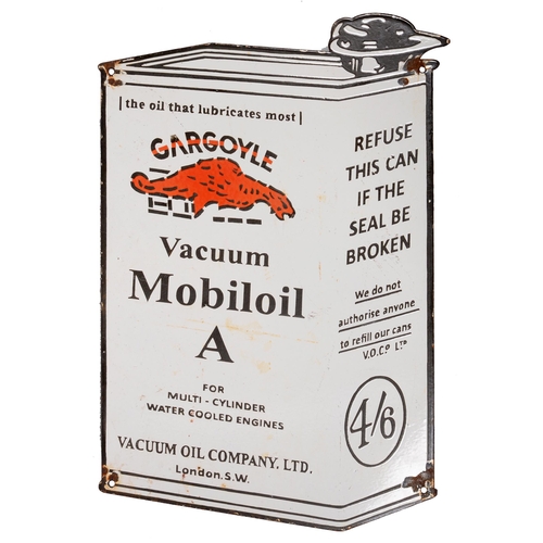 660 - Advertising. A petrol can-shaped enamel sign, Gargoyle Vacuum Mobiloil A, Vacuum Oil Company Ltd., e... 