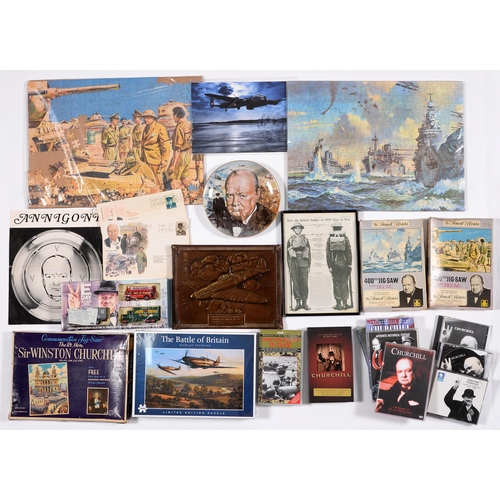 684 - Winston Churchill. Miscellaneous bygones, 20th c, including jigsaw puzzles, printed ephemera, DVDs, ... 