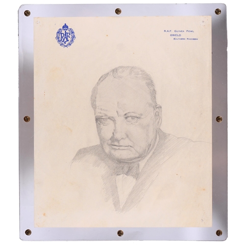 686 - Winston Churchill. A.P. Bishop, mid-20th c - Portrait of Winston Churchill, signed and dated 1953, 6... 