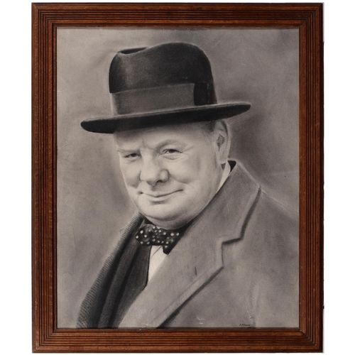 686 - Winston Churchill. A.P. Bishop, mid-20th c - Portrait of Winston Churchill, signed and dated 1953, 6... 