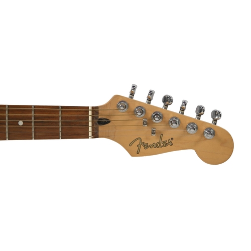 718 - A Fender Stratocaster semi-acoustic guitar, 98cm l, cased