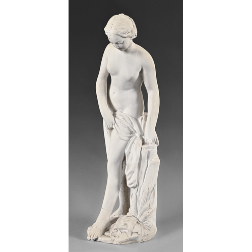 729 - A painted plaster sculpture of The Bather, 78cm h