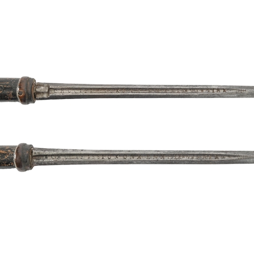 732 - The blade of a light rapier or sword cane, circa late 17th c, double edged, the fuller to each side ... 