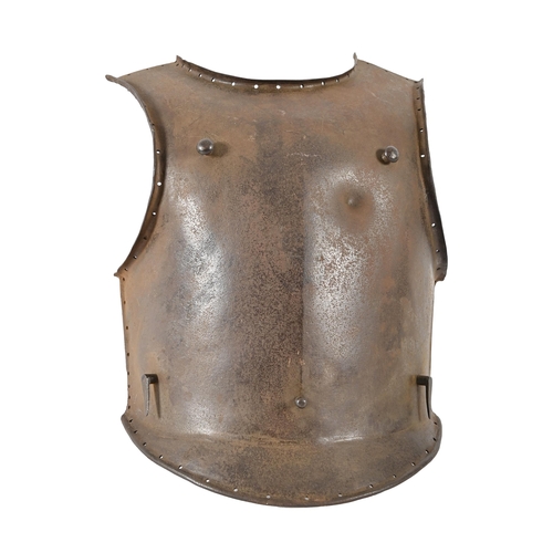 735 - Armour. A German heavy cavalry trooper's breastplate, 18th c, with five lugs and musket ball proofin... 