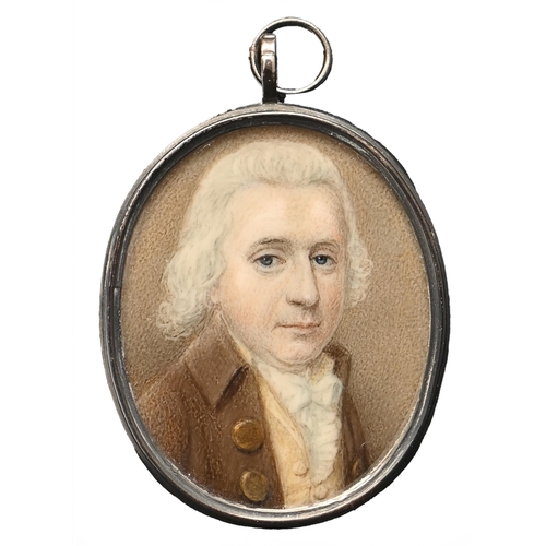 776 - English School, late 18th century - Portrait Miniature of a Gentleman, in white stock and mouse-brow... 