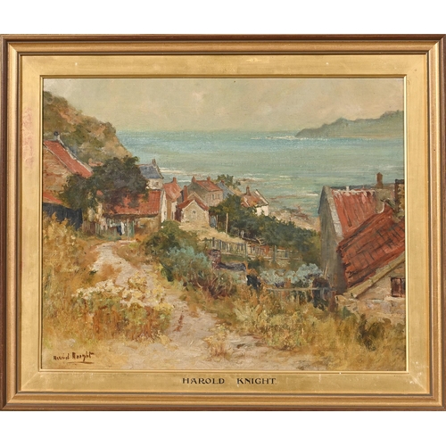 801 - Harold Knight RA (1874-1961) - Runswick Bay signed, oil on board, 41.5 x 51.5cm