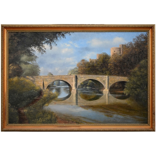 811 - Michael Beddows (1931-2005) - Dinham Bridge Ludlow, signed and dated 1988, oil on canvas, 49.5 x 75.... 