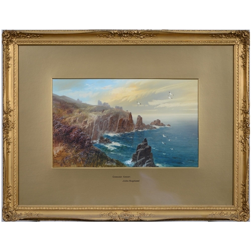 813 - John Shapland (1865-1929) - The Cornish Coast, signed, watercolour, 28 x 46cm