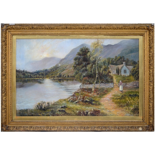 814 - F Gill, 1906 - The Church Pool Betws-y-Coed, signed and dated, signed again on the artist's label ve... 