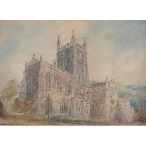 817 - A M Reid, 1896 - Great Malvern Priory, signed, dated and inscribed, watercolour, 32.5 x 46.5cm... 