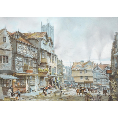 818 - A Victorian chromolithograph of Ludlow, after Louise Rayner, 36.5 x 51cm... 