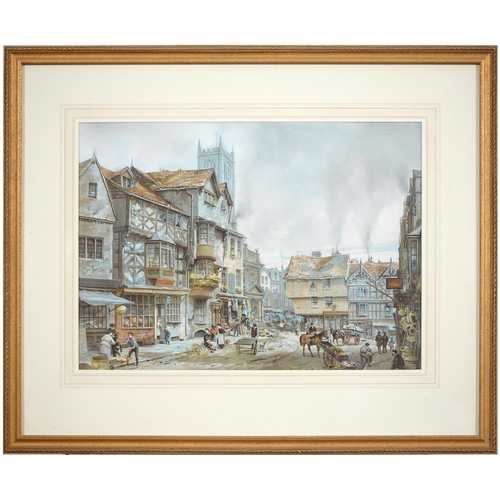 818 - A Victorian chromolithograph of Ludlow, after Louise Rayner, 36.5 x 51cm... 