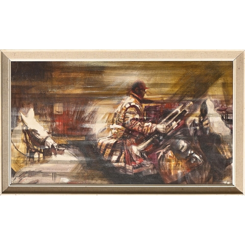 829 - Eric Mason (1921-1986) - Mounted Bandsmen of the Household Cavalry, signed verso, oil on board, 55 x... 