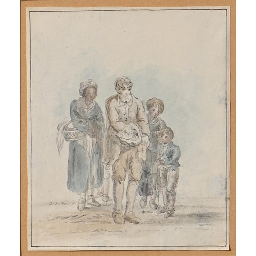 832 - Attributed to Anthony Devis (1729-1817) - A Peasant Family, watercolour, 11 x 13cmProvenance: Dr Edw... 