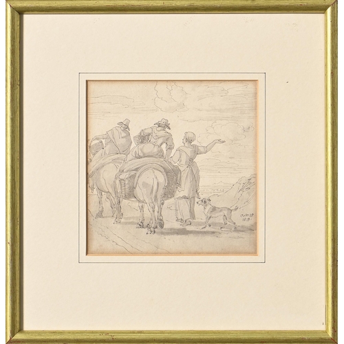 833 - John White Abbott (1763-1851) - Peasants Going to Market, dated Oct 15 1815, pen, ink and grey wash,... 