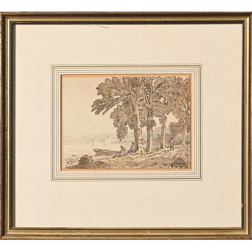 835 - George Barret Jnr (1767-1842) - Continental Coastal Scene, watercolour, 14 x 19cmProvenance: Dr Edwa... 