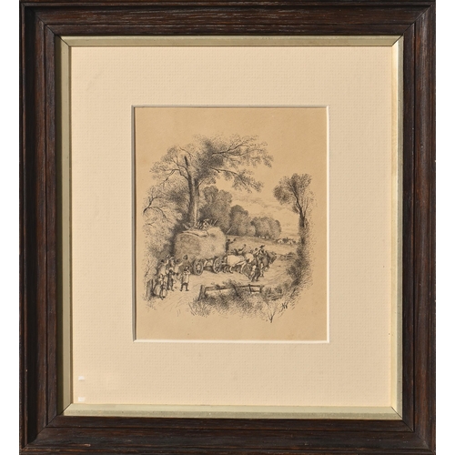 837 - Robert Hills OWS (1769-1844) - Harvest Home, pen and ink, 15 x 12cm and a watercolour by the same ha... 