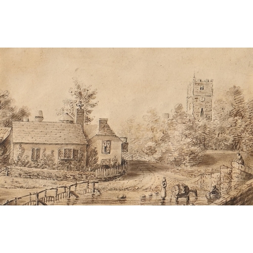 837 - Robert Hills OWS (1769-1844) - Harvest Home, pen and ink, 15 x 12cm and a watercolour by the same ha... 