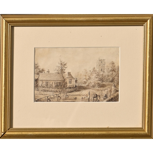 837 - Robert Hills OWS (1769-1844) - Harvest Home, pen and ink, 15 x 12cm and a watercolour by the same ha... 