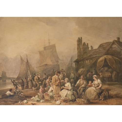 839 - Richard Sass(e) (1774-1849) - The Fish Market, signed and dated 1811, watercolour, 64 x 88cm... 