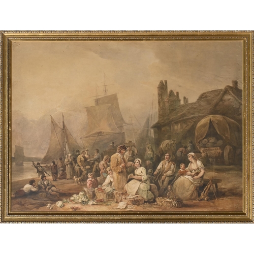 839 - Richard Sass(e) (1774-1849) - The Fish Market, signed and dated 1811, watercolour, 64 x 88cm... 