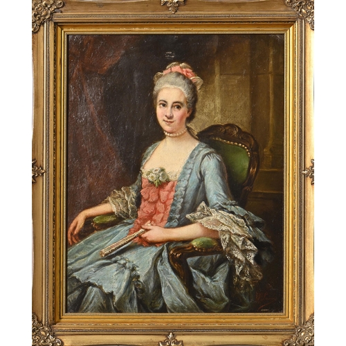 842 - Continental School, 19th century - Portrait of an 18th c Lady, oil on board, 45 x 35cm... 