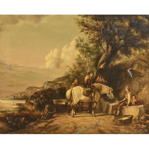 855 - Circle of William Shayer - Watering the Horse, oil on canvas, 71.5 x 91.5cm