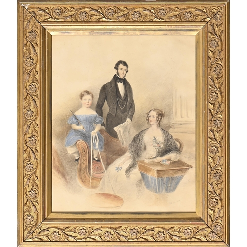 859 - William Moore (1790-1851) - Portrait of a Family, signed and dated 1839, watercolour, 49 x 40cm... 