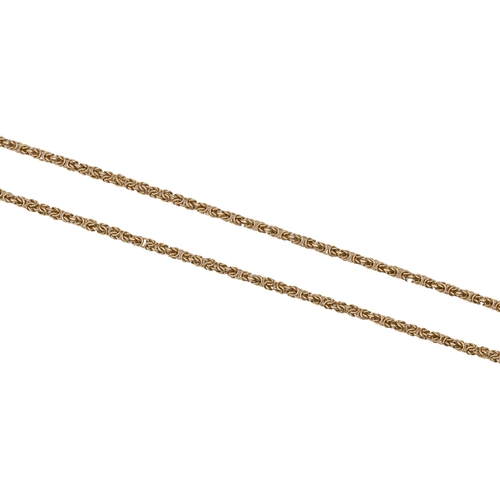 87 - A 9ct gold necklace, 70cm l, import marked, London 1979, 34g