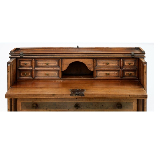 955 - An Italian walnut secretaire chest, 20th c, in 17th c style, 95cm h; 120 x 50cm... 