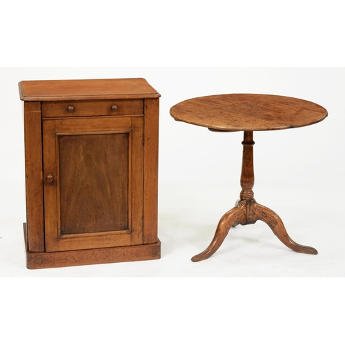 956 - A George III oak tripod table, 68 x 72cm and a Victorian mahogany enclosed washstand, with panelled ... 