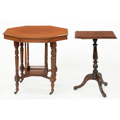 999 - An Edwardian walnut  occasional table, 73 x 73cm  and a tripod table