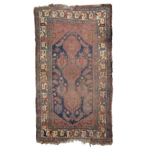 888 - A Kurdish rug, 206cm x 122cm, an Afghan rug, 144cm x 100cm and an Afghan prayer rug, 115cm x 76cm (3... 