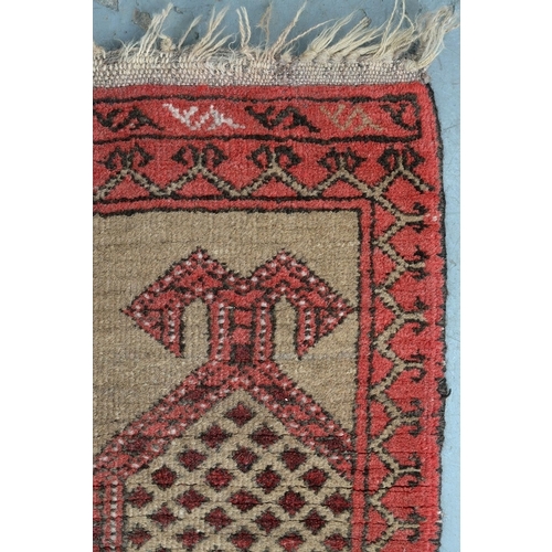 888 - A Kurdish rug, 206cm x 122cm, an Afghan rug, 144cm x 100cm and an Afghan prayer rug, 115cm x 76cm (3... 