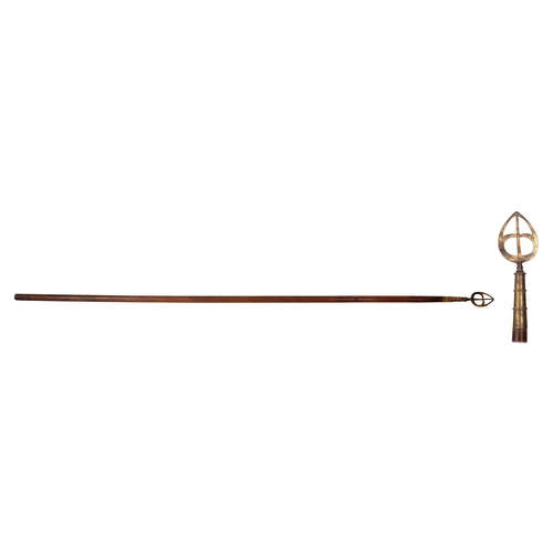 106 - A British Regimental colour pike, mid 19th c, ash with brass mount, 206cm