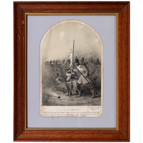 108 - Crimean War. The Selenghinsk Regiment, Oltenitsa, 1853, Russian lithograph with Cyrillic inscription... 