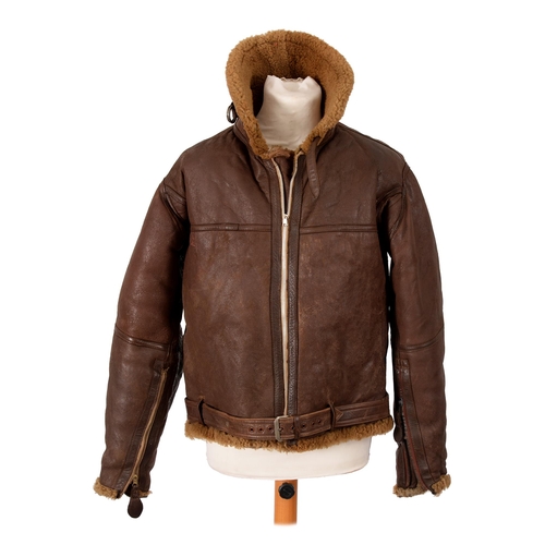 116 - Militaria. A WWII RAF Irvin style brown leather flying jacket, size 4, an RAF leather C-type flying ... 