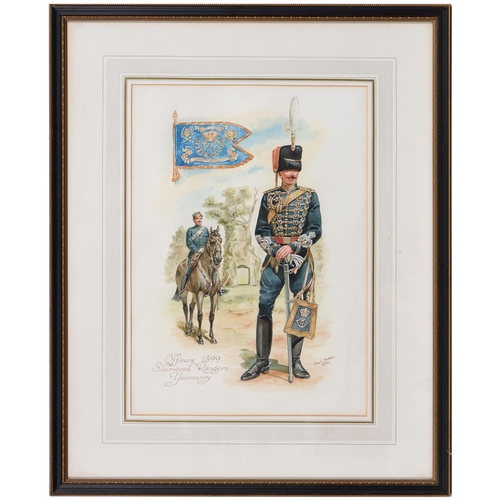 134 - Charles Clarence Stadden (1919-2002) - Uniform of Officers, 1899, Sherwood Rangers Yeomanry, signed,... 