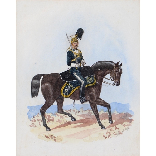 138 - Richard Simkin (1850-1926) - Uniform of the 17th Lancers, Review Order, signed and dated 1873, water... 