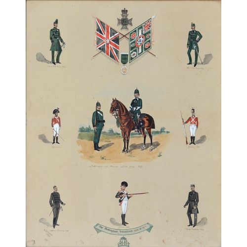 139 - F E Wallis (Fl. late 19th c) - Uniforms of the Nottingham Volunteers 1798 to 1893, signed and dated ... 