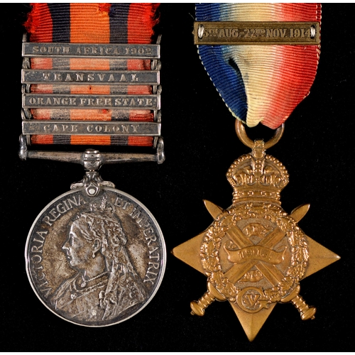 157 - Second Boer War-WWI pair, Queen's South Africa Medal, four clasps Cape Colony, Orange Free State, Tr... 