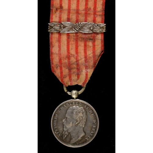 183 - Italy. War of Independence Medal, silver, 1866 clasp