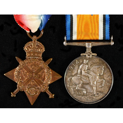 198 - WWI pair 1914 Star and British War Medal MF771 Pte W I Cullen A S C